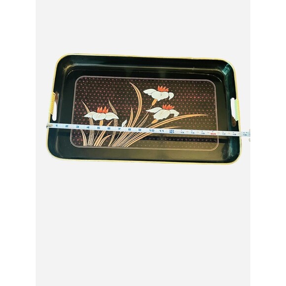 Lacquerware Hand Decorated Floral Tray -Shikki Ware Ayame- Made In Japan - Picture 3 of 6